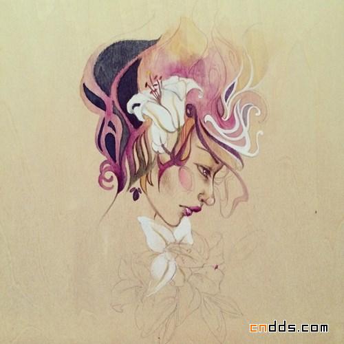 精美的工笔水彩画设计