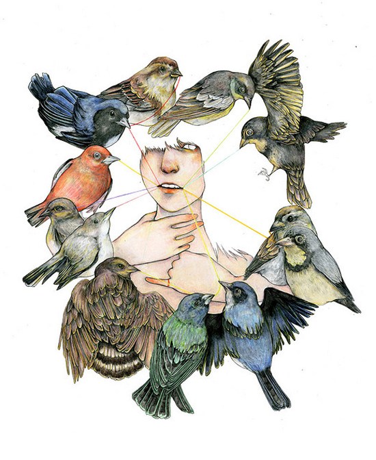 Fumi Nakamura插画作品自然 动物 花卉和人
