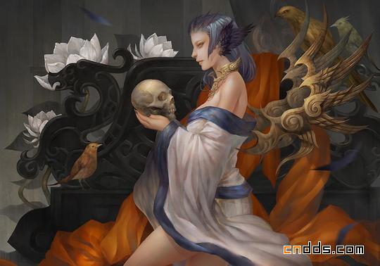 精细的台湾作家的人物肖像插画