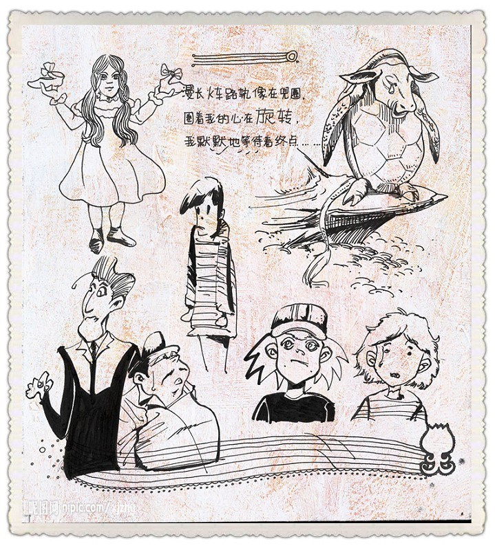 插图师羊皮卷上的涂鸦