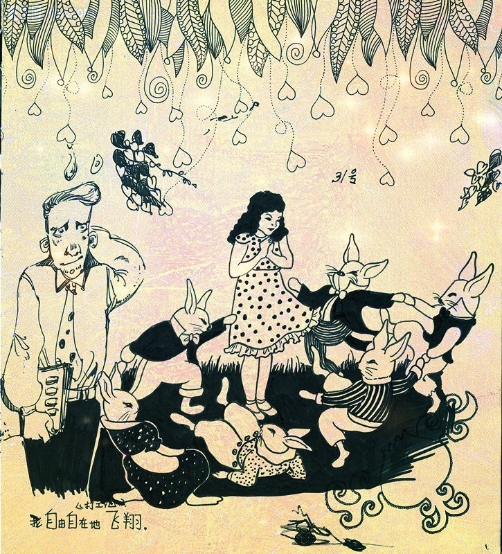 插图师羊皮卷上的涂鸦