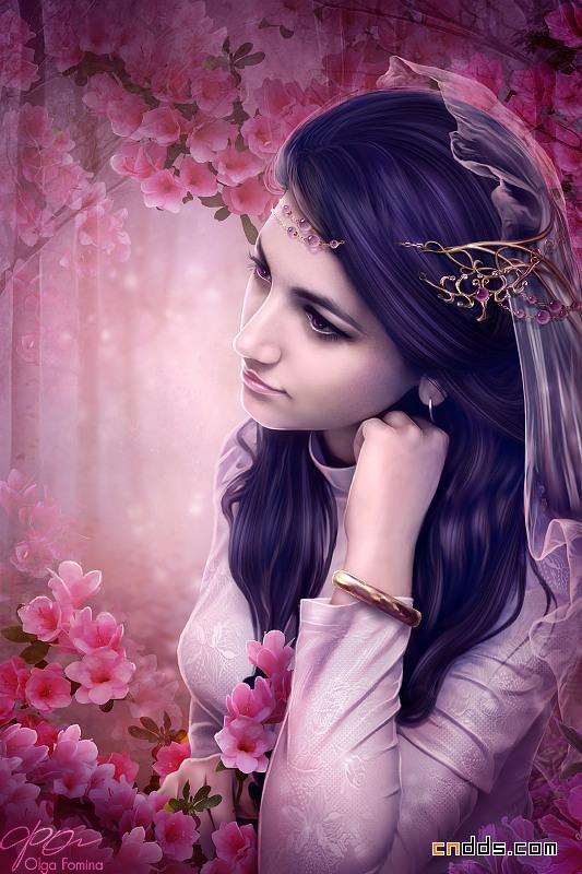 精美的幻想派人像绘画