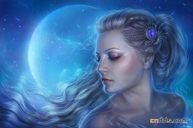 精美的幻想派人像绘画