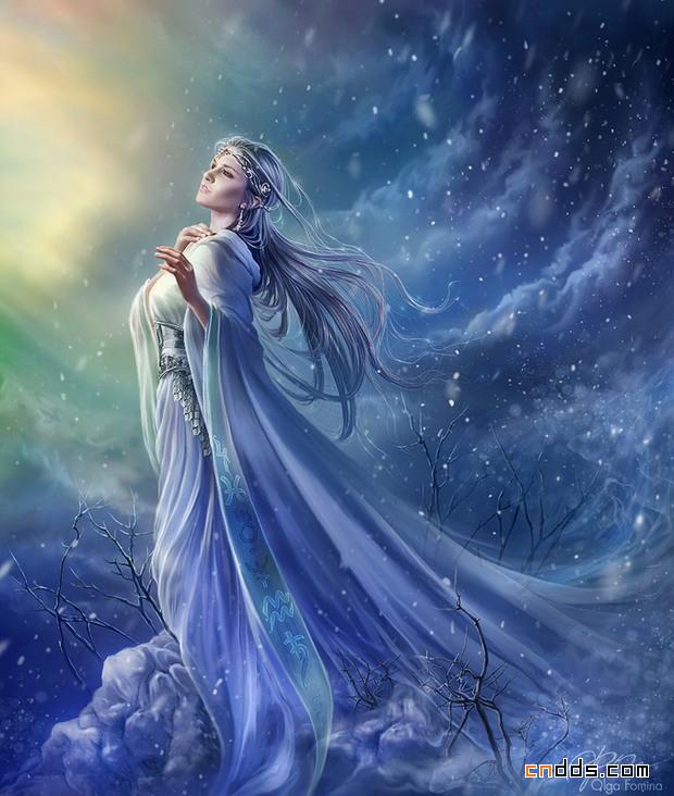 精美的幻想派人像绘画