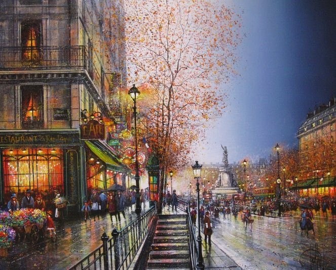 法国艺术家Guy Dessapt街景画