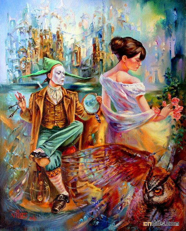 风情女子油画作品欣赏