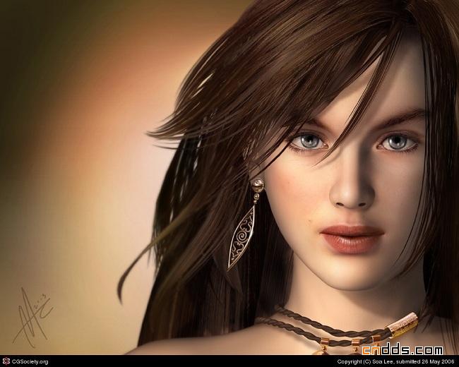 44张逼真的女性肖像CG作品