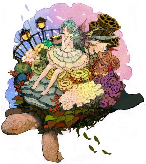 色彩鲜艳的小女孩插画