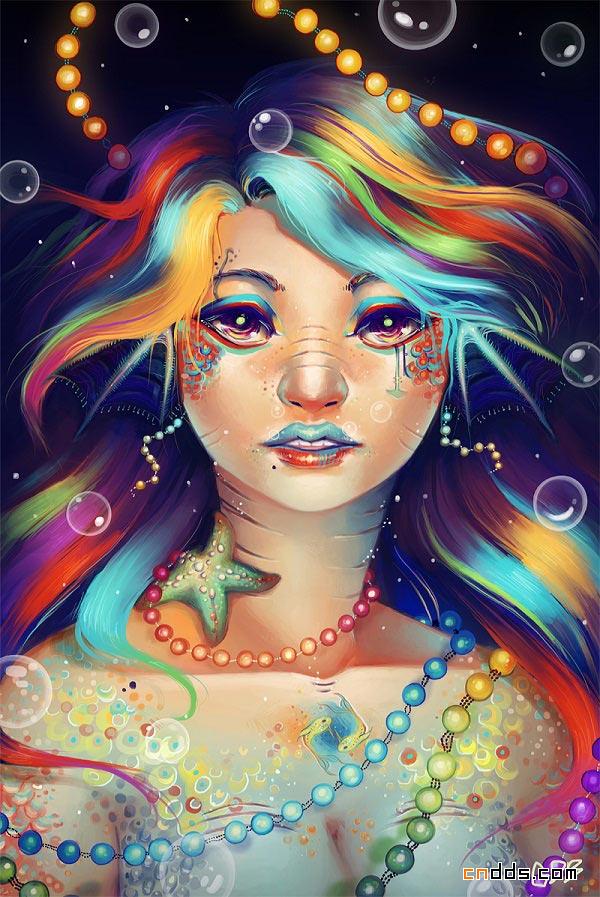 用色亮丽可爱甜美的插画