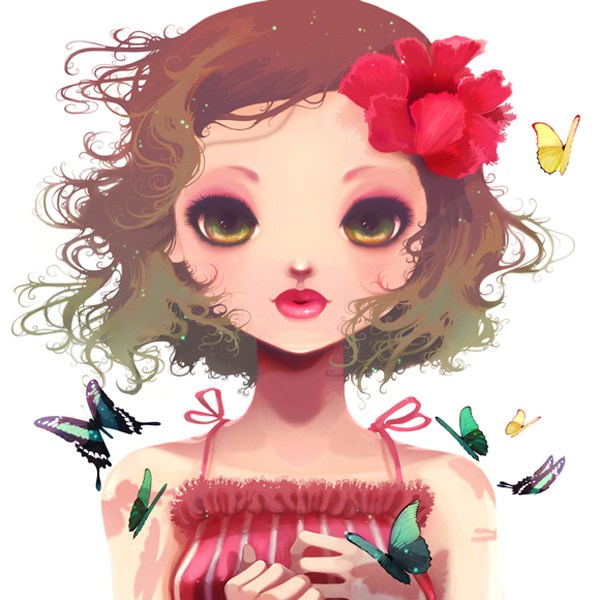 细腻的精灵般的插画人物