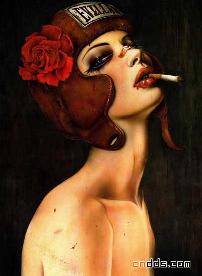 插画师Brian Viveros笔下的吸烟女人