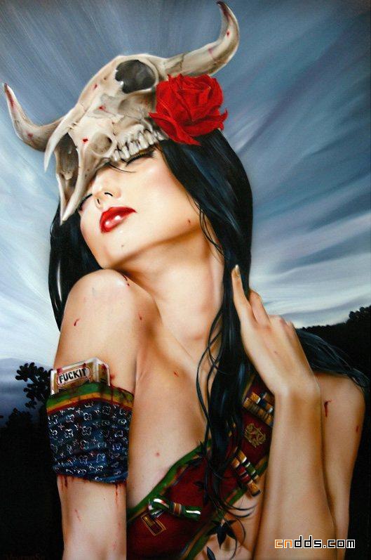 阴沉昏暗的人物肖像插画