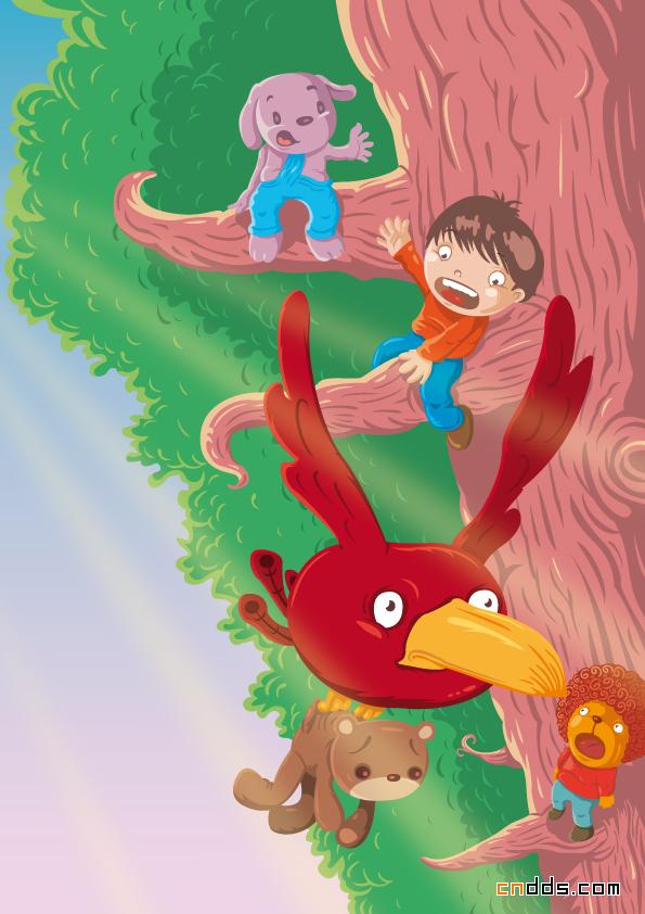 运用丰富的色彩和夸张的任务形象来创作的插画