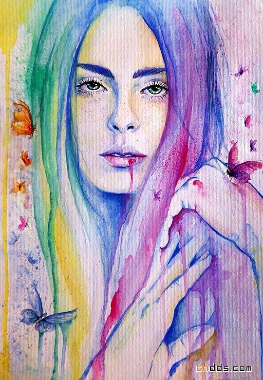 关于人的一组水彩肖像插画