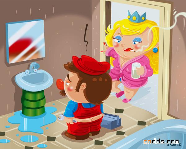 运用丰富的色彩和夸张的任务形象来创作的插画