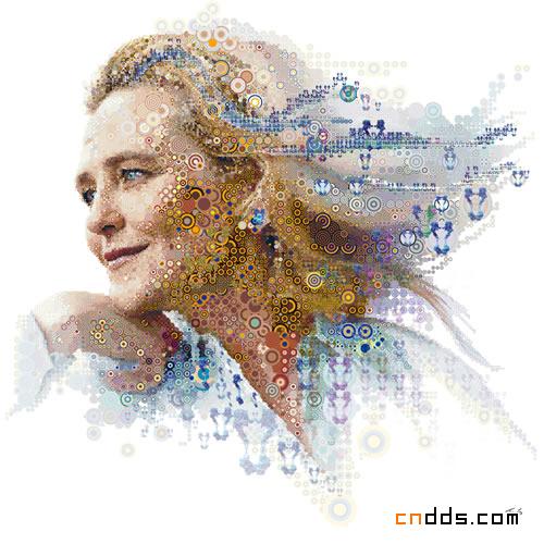 Charis Tsevis马赛克肖像插画