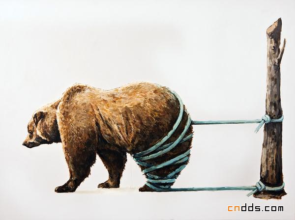 被束缚的动物油画系列作品