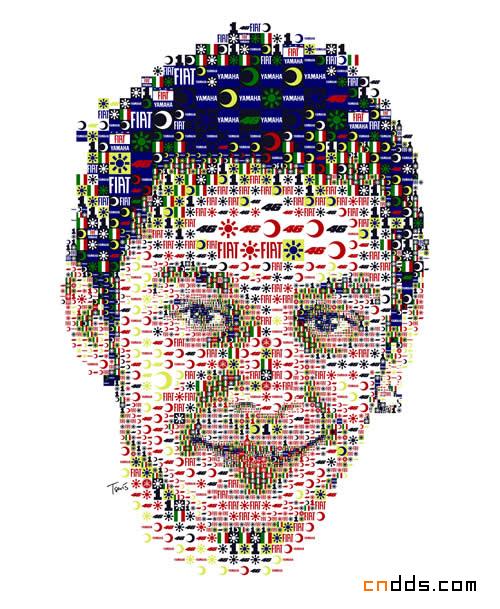 Charis Tsevis马赛克肖像插画