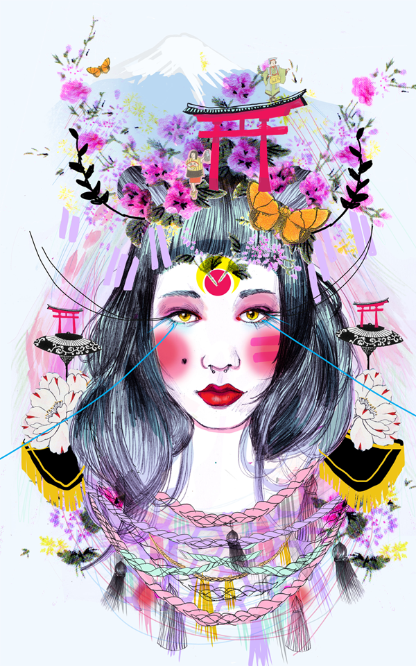 用色大胆的创意插画作品