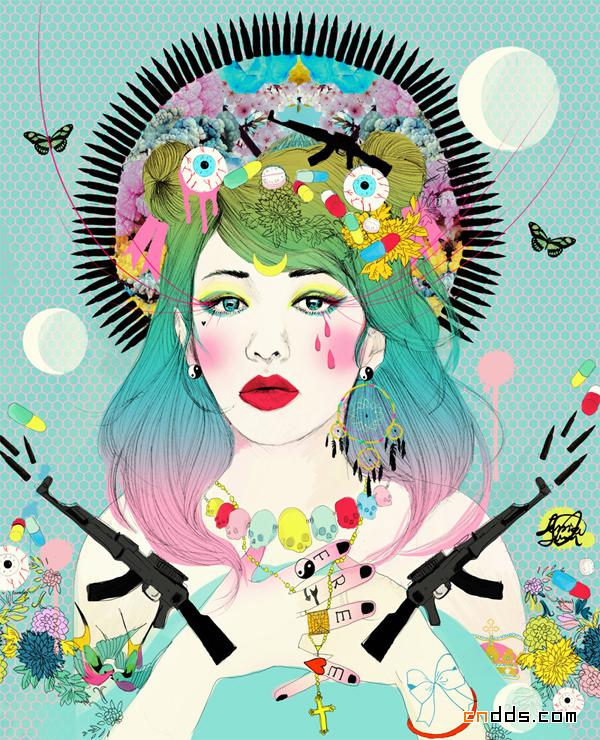 用色大胆的创意插画作品