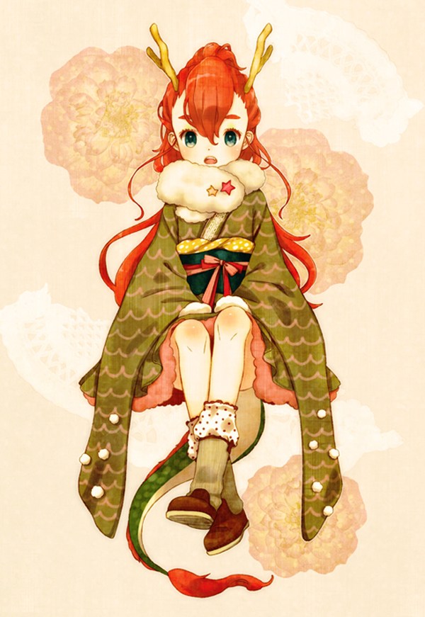 妖娆古典的美女插画给你拜大年