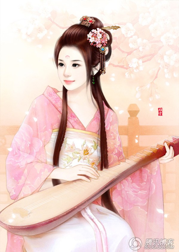 妖娆古典的美女插画给你拜大年