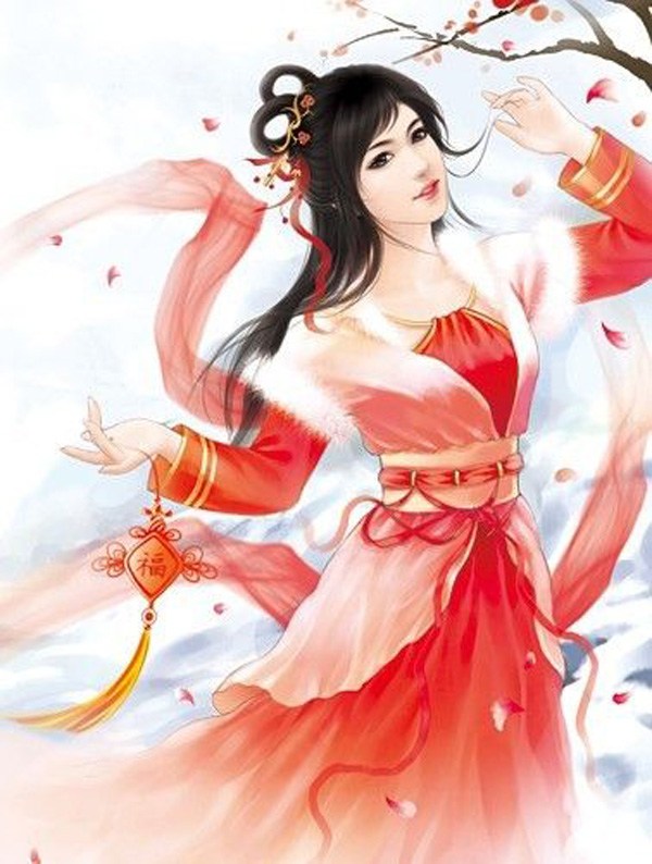 妖娆古典的美女插画给你拜大年