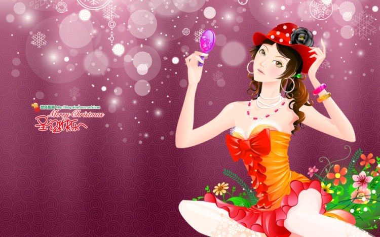 圣诞快乐插画壁纸