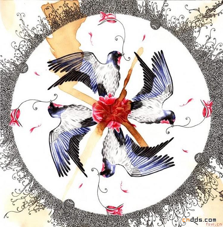 圆珠笔画出来的超现实素描