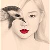 这样精细的女孩与小鸟