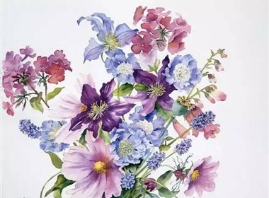 超清新色调的水彩画