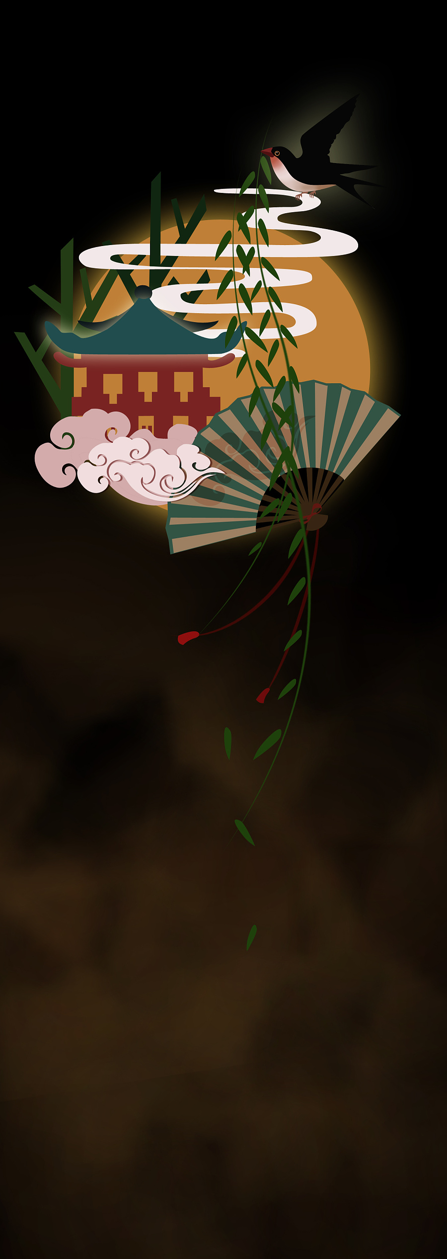 查看《中国风扁平插画》原图，原图尺寸：1347x3791