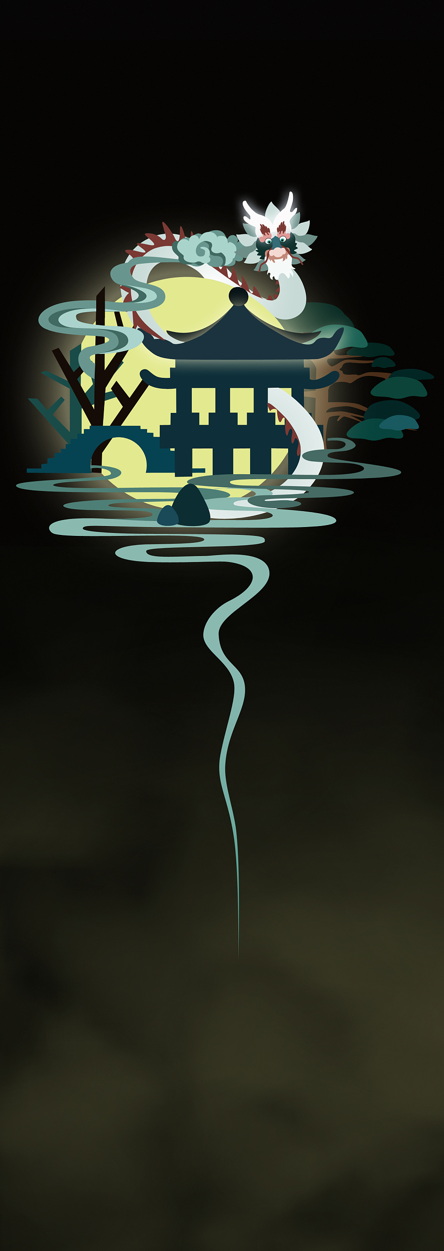 查看《中国风扁平插画》原图，原图尺寸：1347x3791