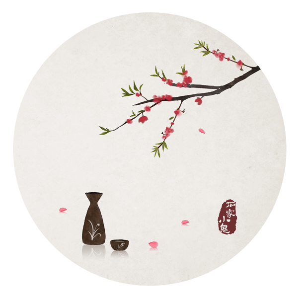 水墨中国风——竹间系列·花间一壶酒