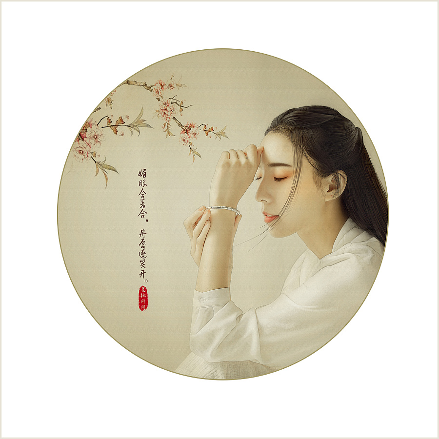 中国风工笔画人像修图