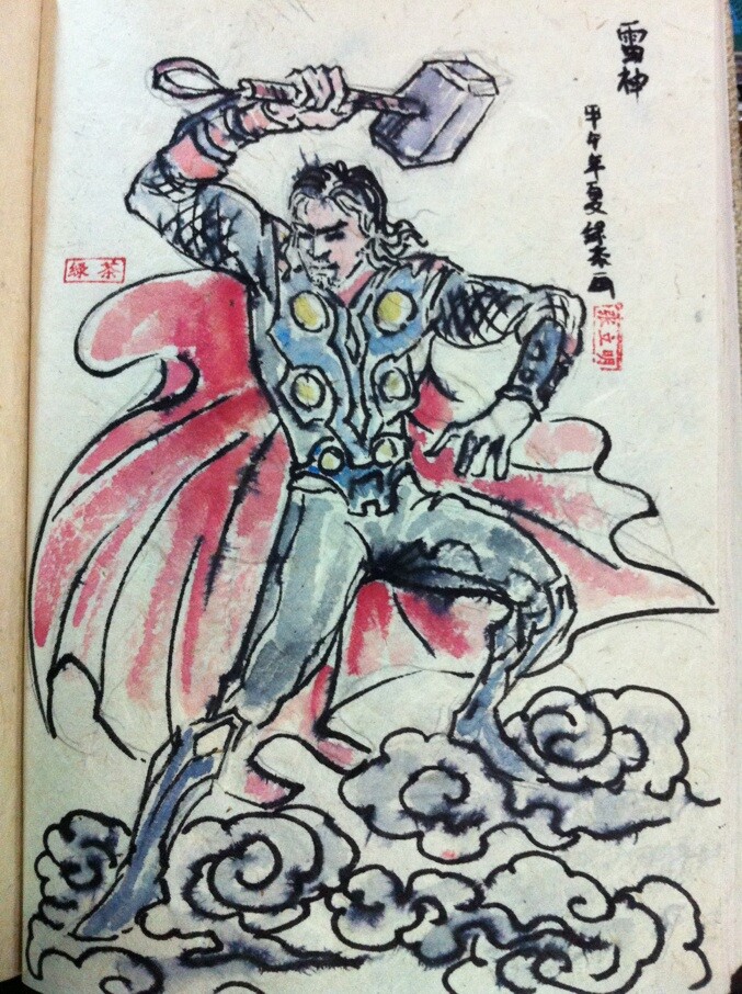 《复仇者联盟》中国水墨风国画