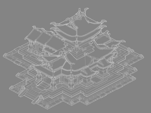 2.5D游戏 中国风单体建筑 小楼动漫