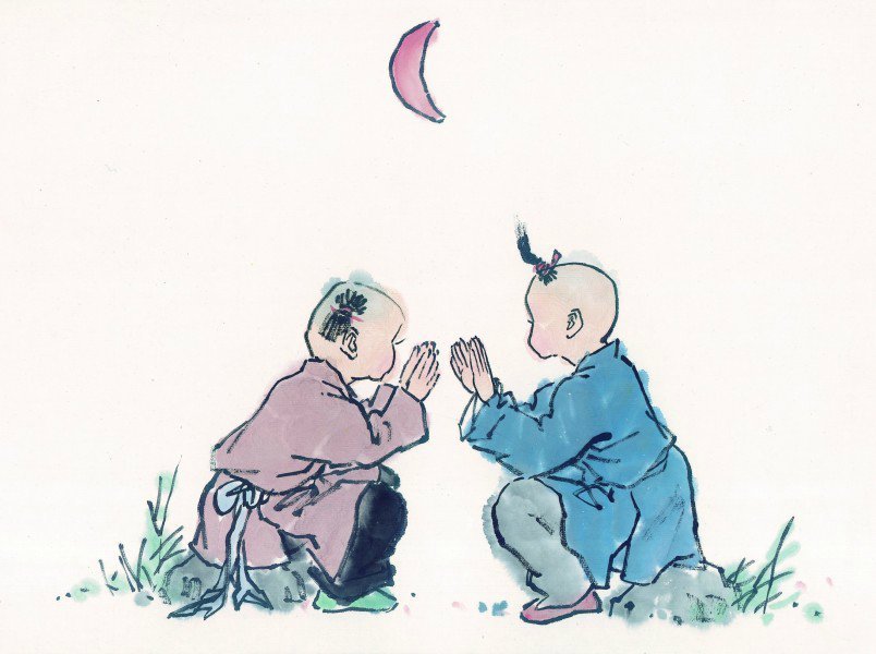 线描古代儿童玩耍图（二）
