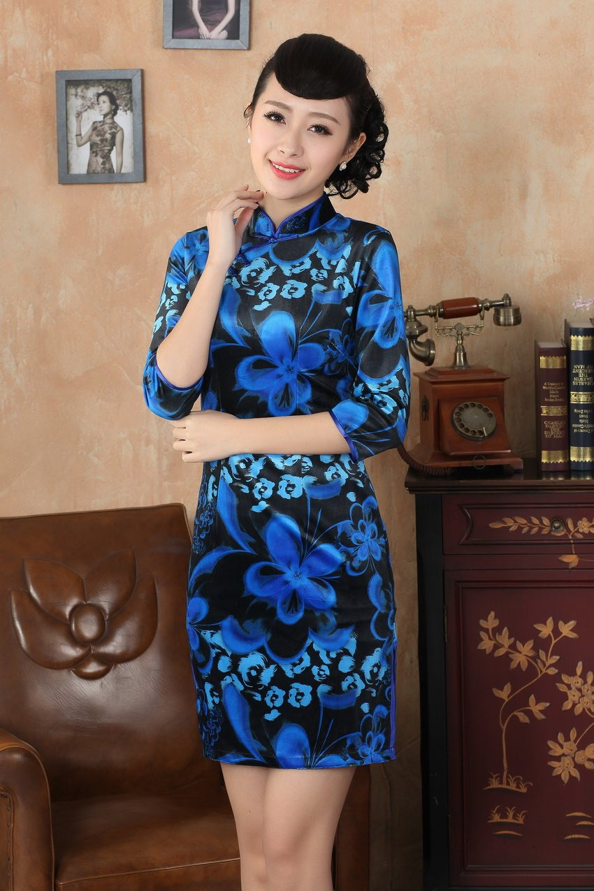 蓝色妖姬中国风旗袍美女摄影艺术
