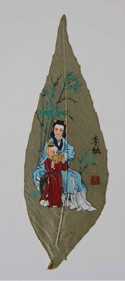 树叶画金陵十二钗创意作品