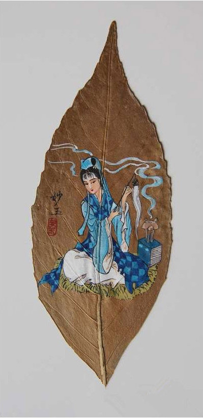 树叶画金陵十二钗创意作品