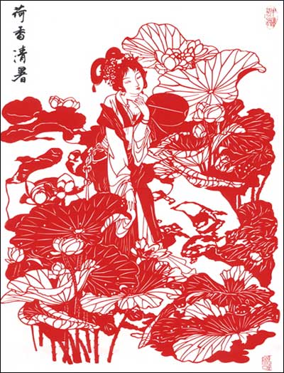 古代仕女剪纸作品