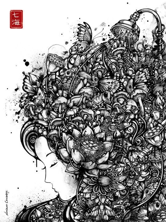 悉尼插画家Nanami Cowdroy水墨风格插画 —视觉中国风
