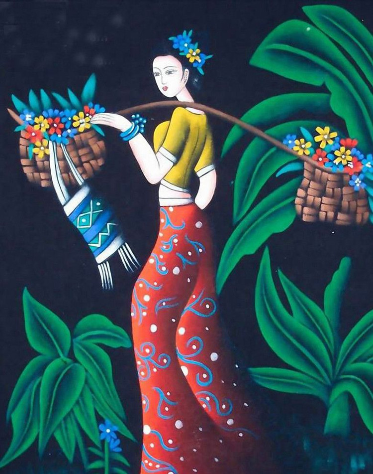 中国传统重彩艺术画作品