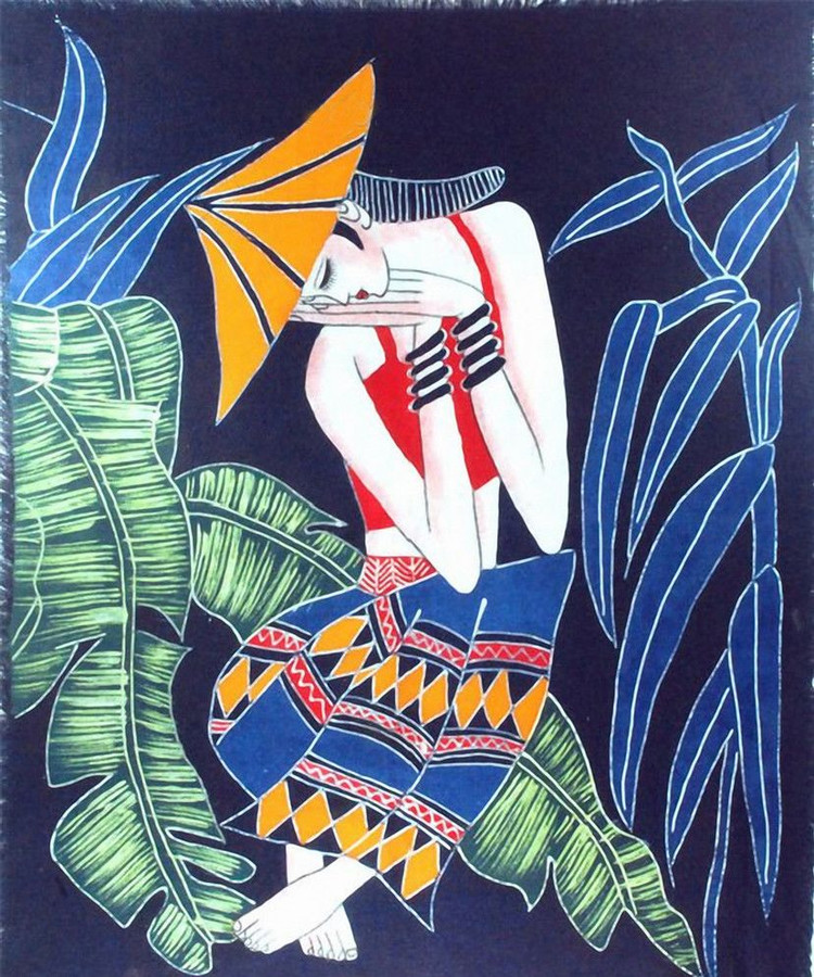 中国传统重彩艺术画作品