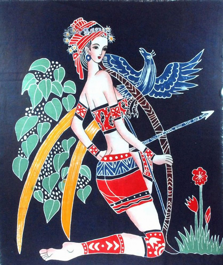 中国传统重彩艺术画作品