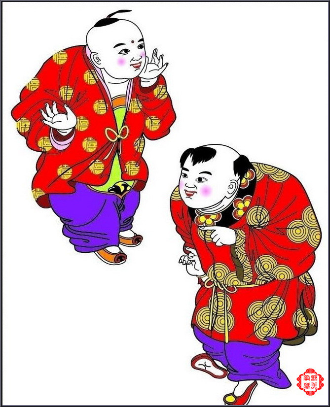 百子送福吉祥如意的中国传统孩童图（二）