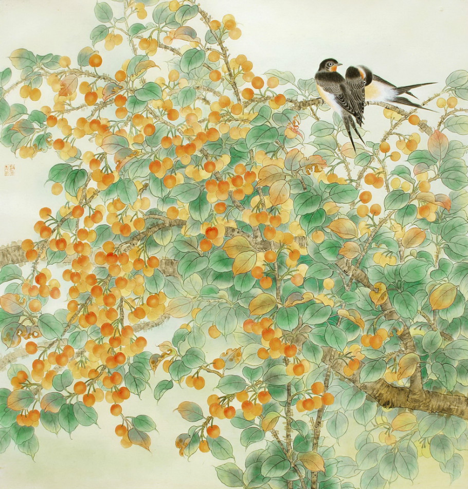 女画家赵松岩工笔花鸟画艺术作品（一）