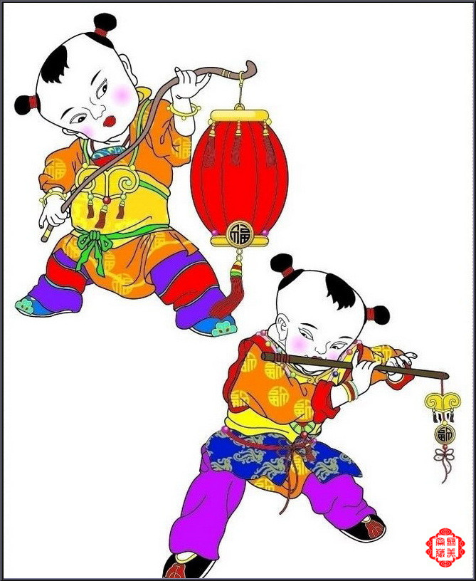 百子送福吉祥如意的中国传统孩童图（一）