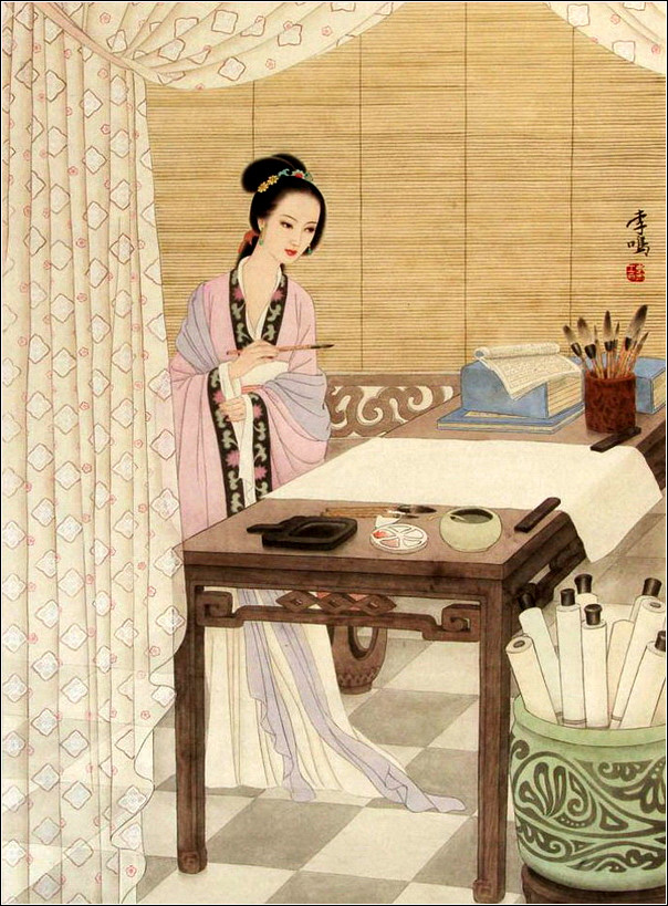 如花照水的古典美女绘画艺术（一）